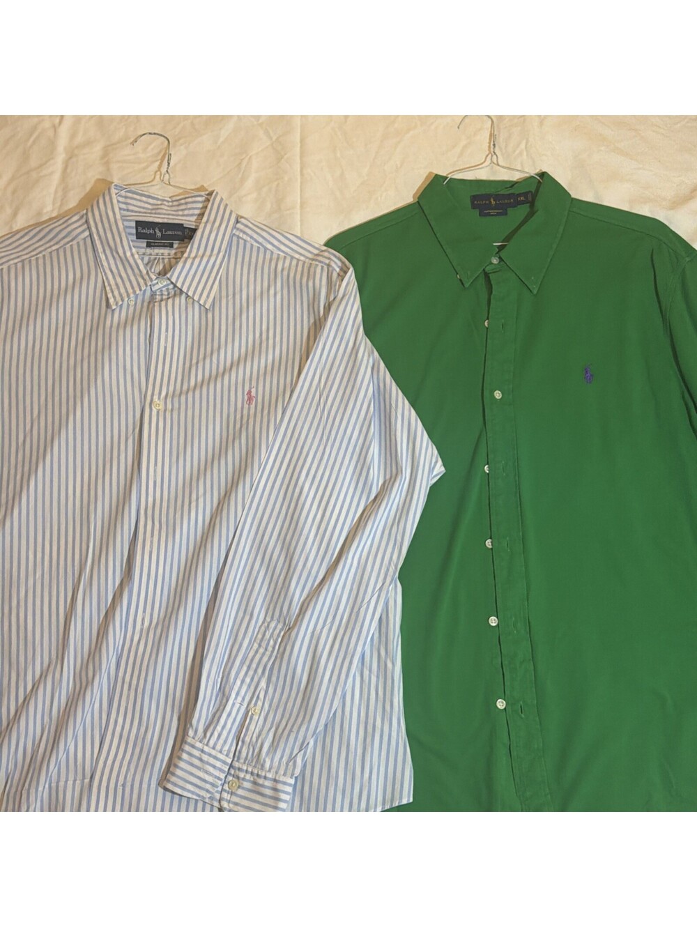 Lot of 2 Ralph Lauren Long Sleeve Polo Button Up Shirts Men’s 2XL featherweight